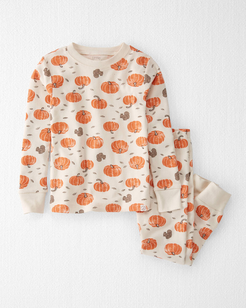 Toddler Organic Cotton Pajamas in Harvest Pumpkins Print, image 1 of 5 slides