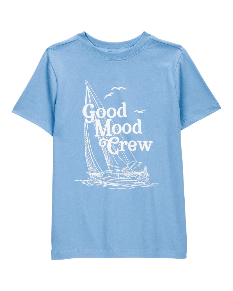 Kid Good Mood Crew Short-Sleeve Graphic Tee - Blue, image 1 of 3 slides