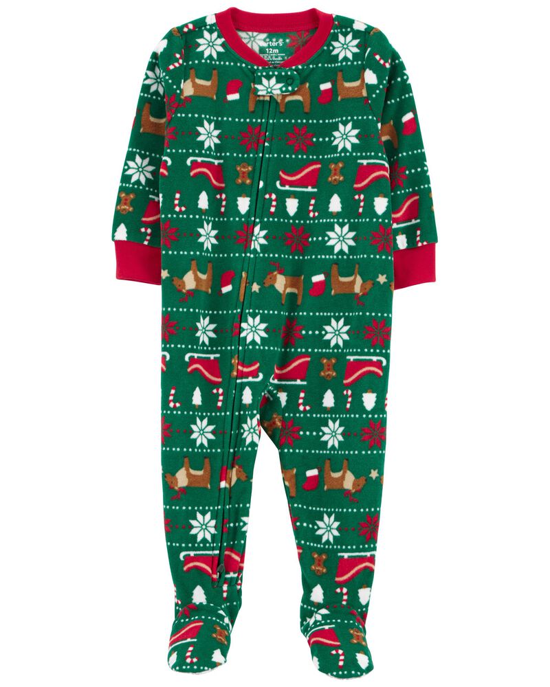 Baby 1-Piece Fair Isle Fleece Footie Pajamas, image 1 of 3 slides