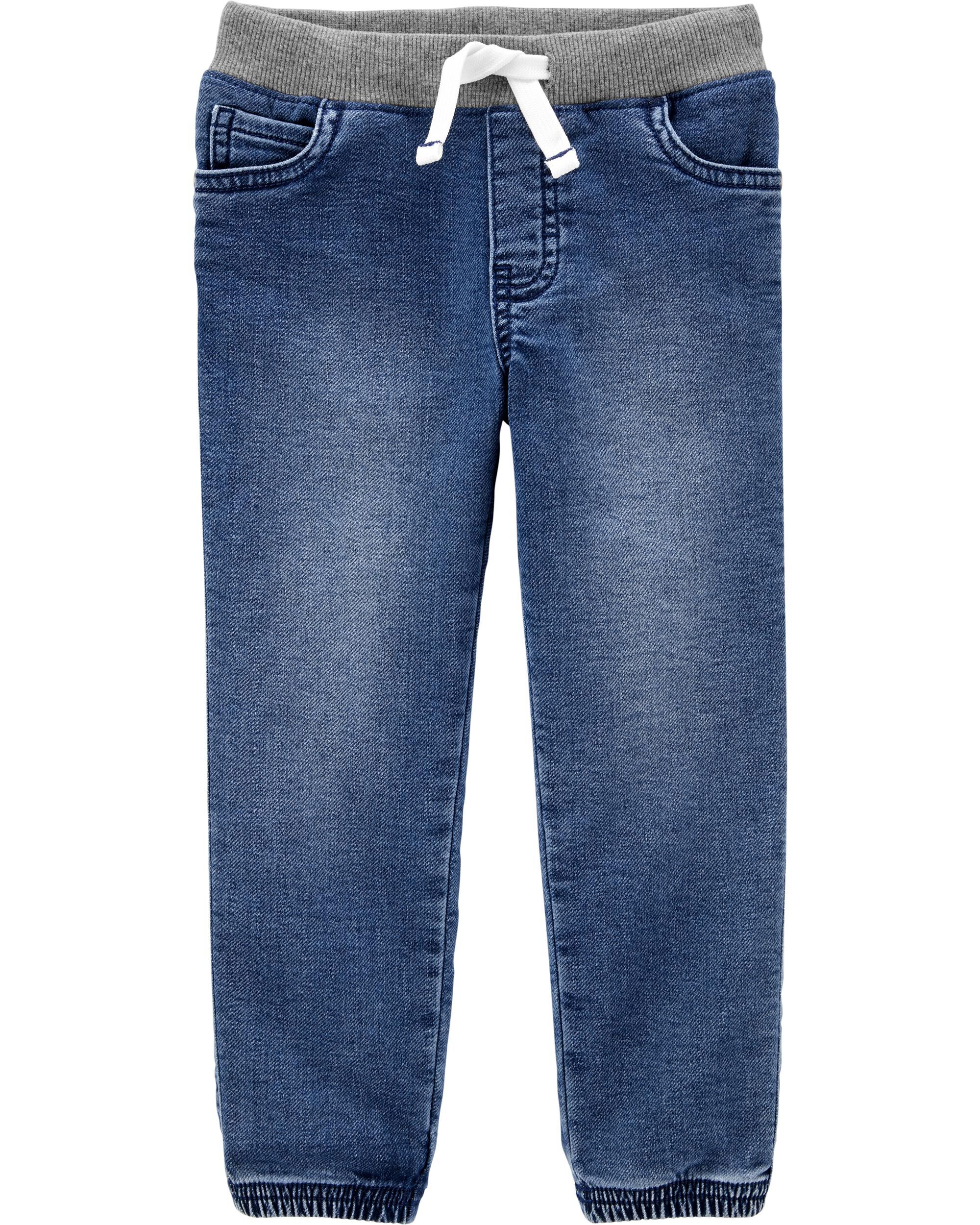 knit denim joggers