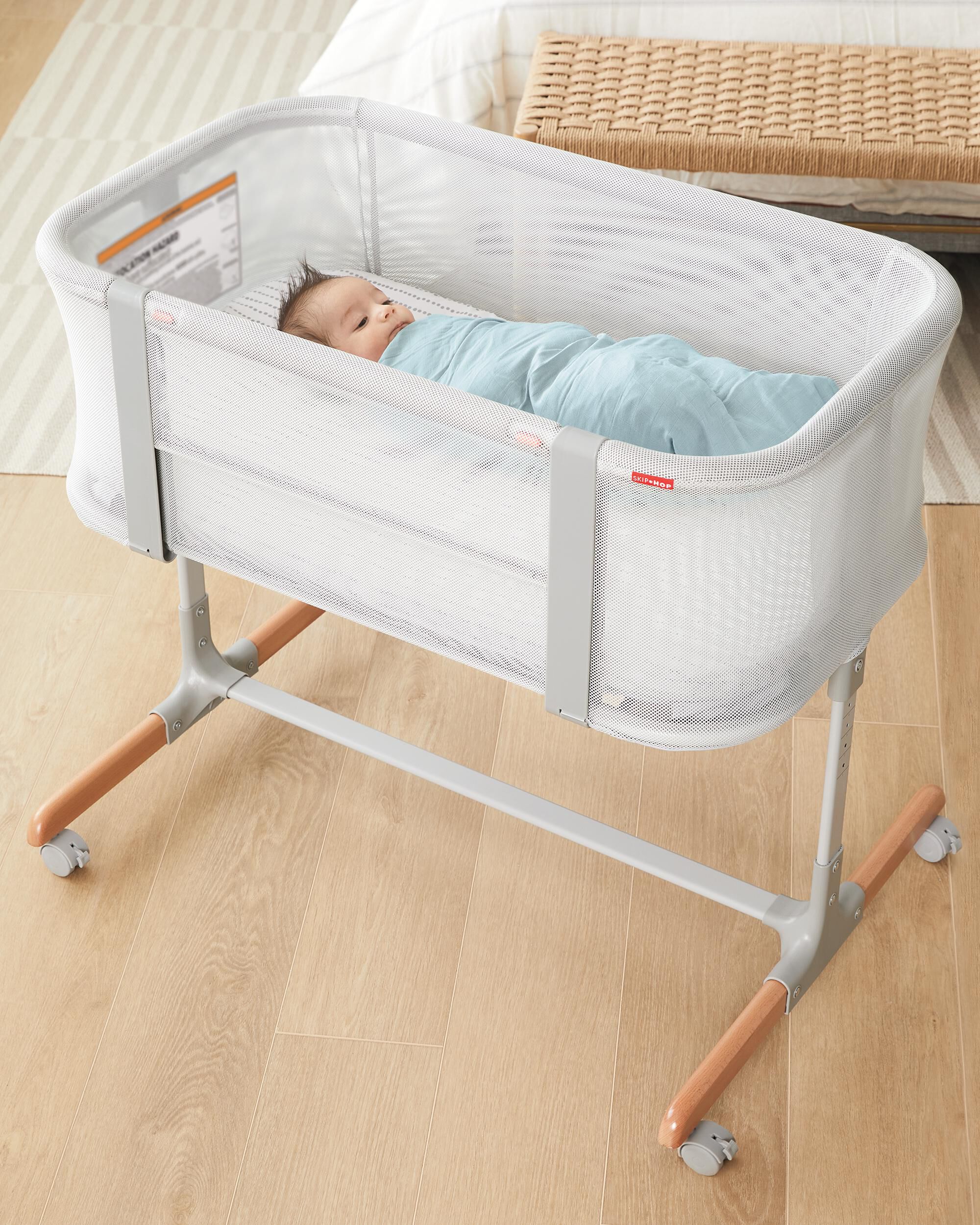 Cozy-Up 2-in-1 Bedside Sleeper & Bassinet Fitted Sheet - Blue Clouds, image 11 of 17 slides