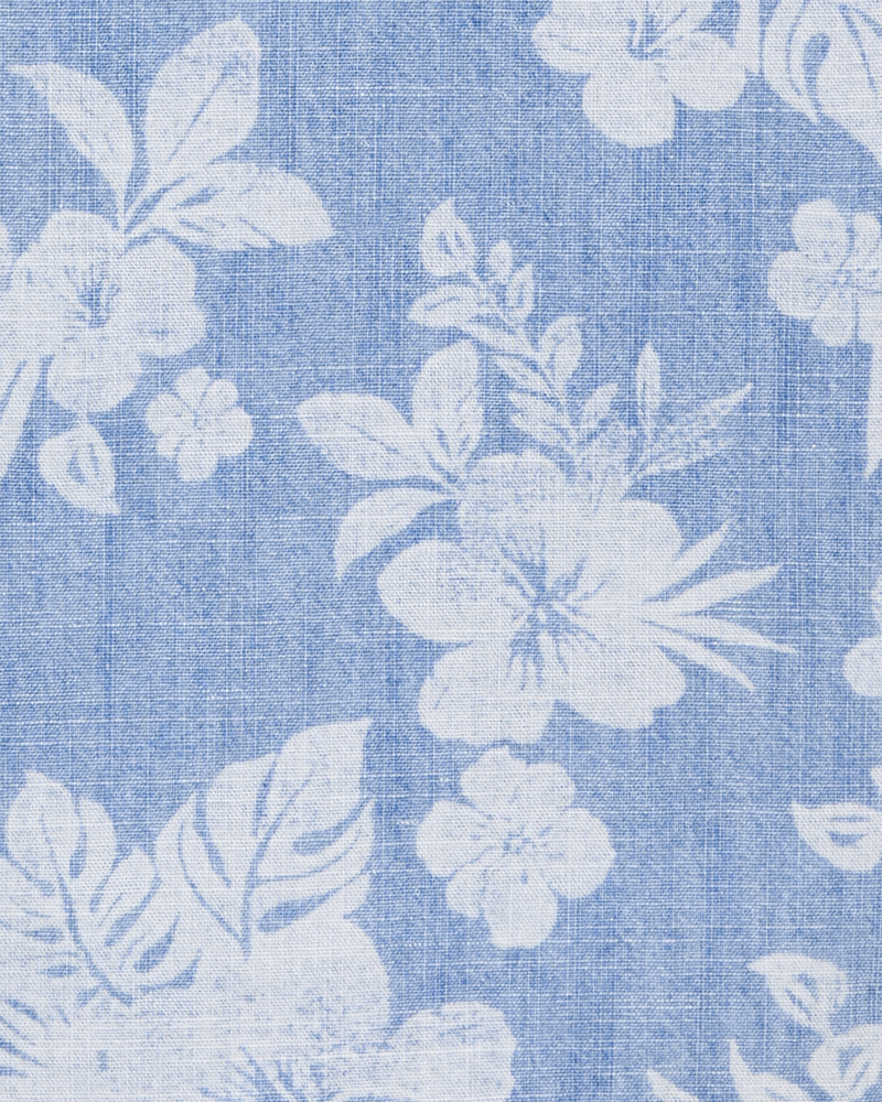 Kid Tropical Print Button-Front Shirt - Blue, image 2 of 3 slides