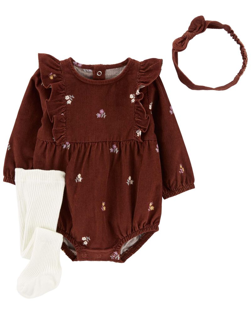 Baby 3-Piece Corduroy Bubble Romper Set, image 1 of 3 slides