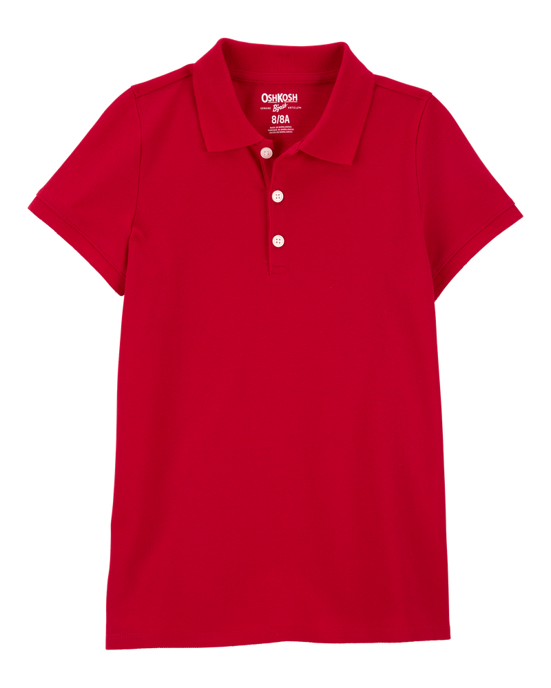 Kid Pique Cotton Uniform Polo, image 1 of 2 slides