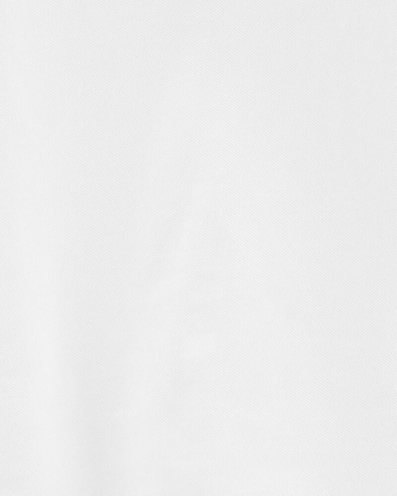 Toddler White Long Sleeve Polo Uniform Shirt, image 2 of 3 slides