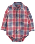 Baby Plaid Button-Front Bodysuit, image 2 of 4 slides