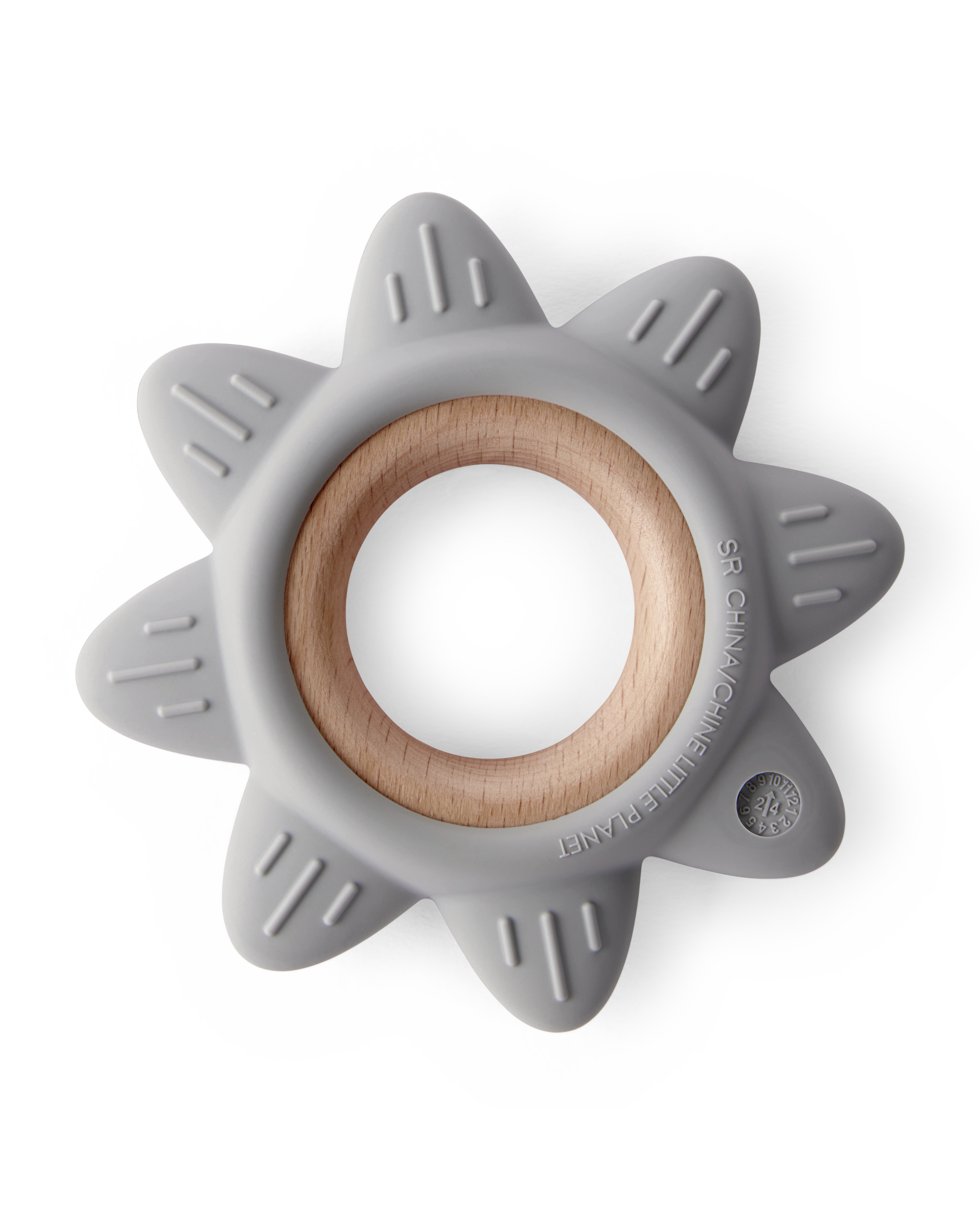 Little Planet Silicone &  Wood Teether - Grey, image 2 of 3 slides