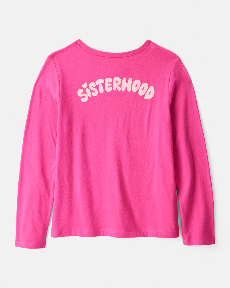 Girls Sisterhood Long-Sleeve Graphic Tee - Pink, image 2 of 5 slides