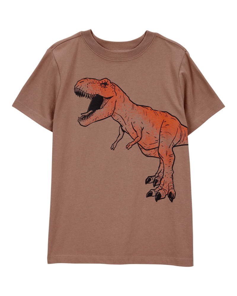 Kid Dinosaur Short-Sleeve Graphic Tee- Brown, image 1 of 3 slides