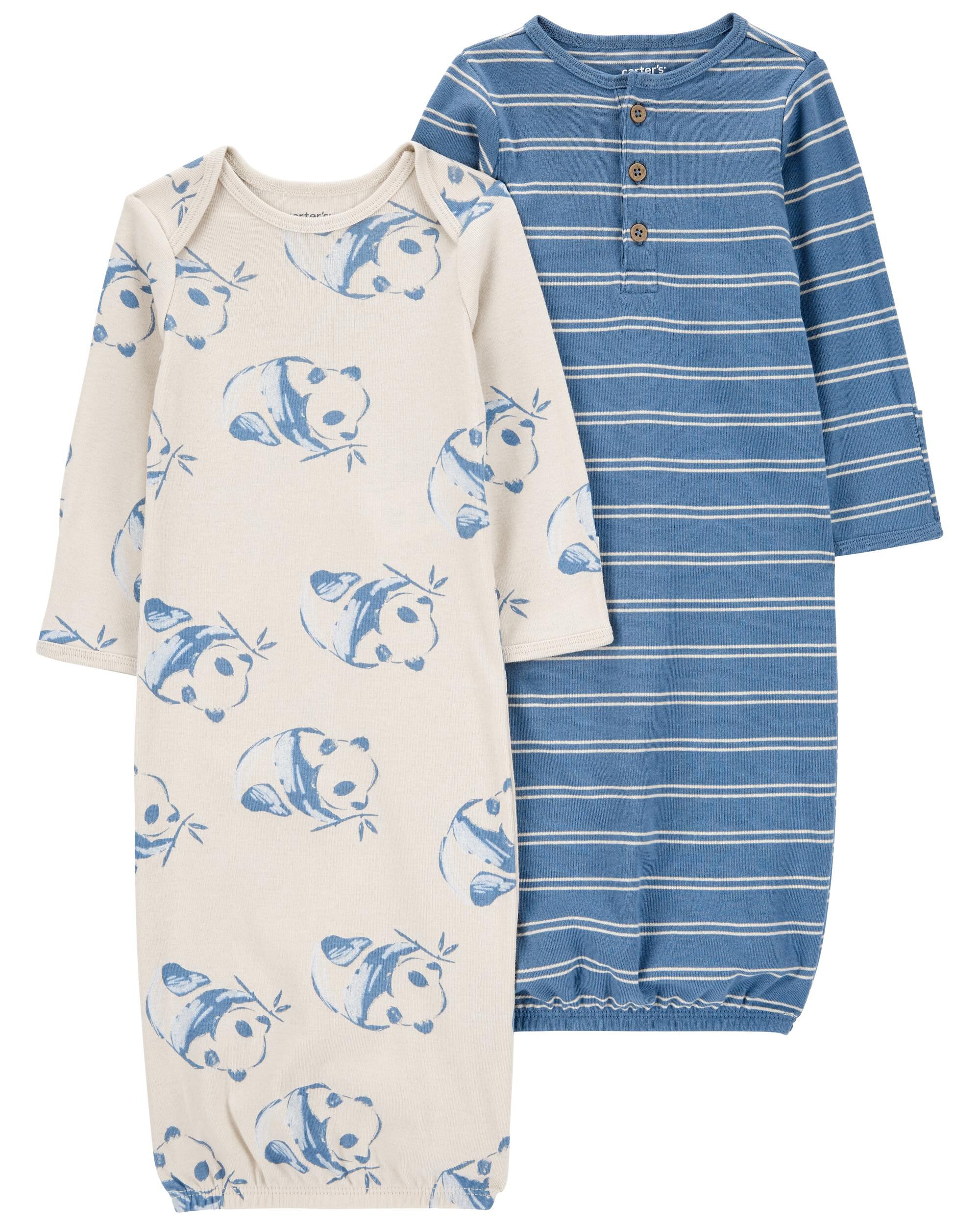 Blue White Baby 2 Pack Sleeper Gowns skiphop