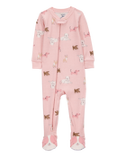 Baby Girl 1-Piece Dog 100% Snug Fit Cotton Footie Pajamas - Pink, image 1 of 4 slides