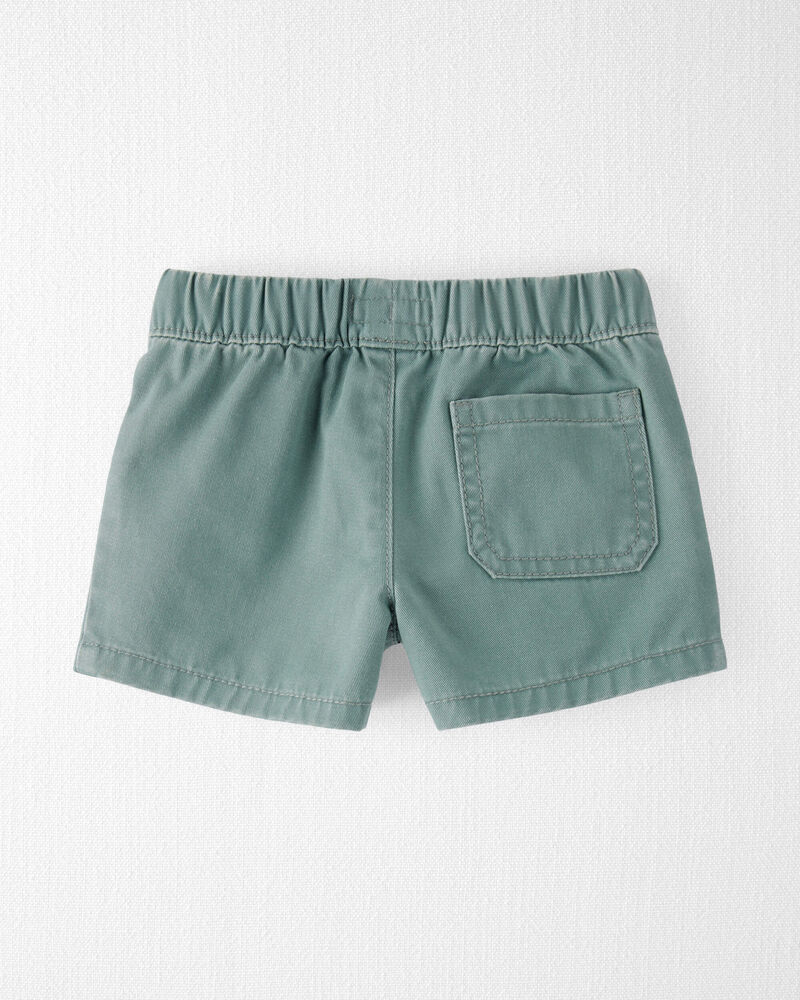 Baby Organic Cotton Drawstring Shorts in Green, image 2 of 4 slides