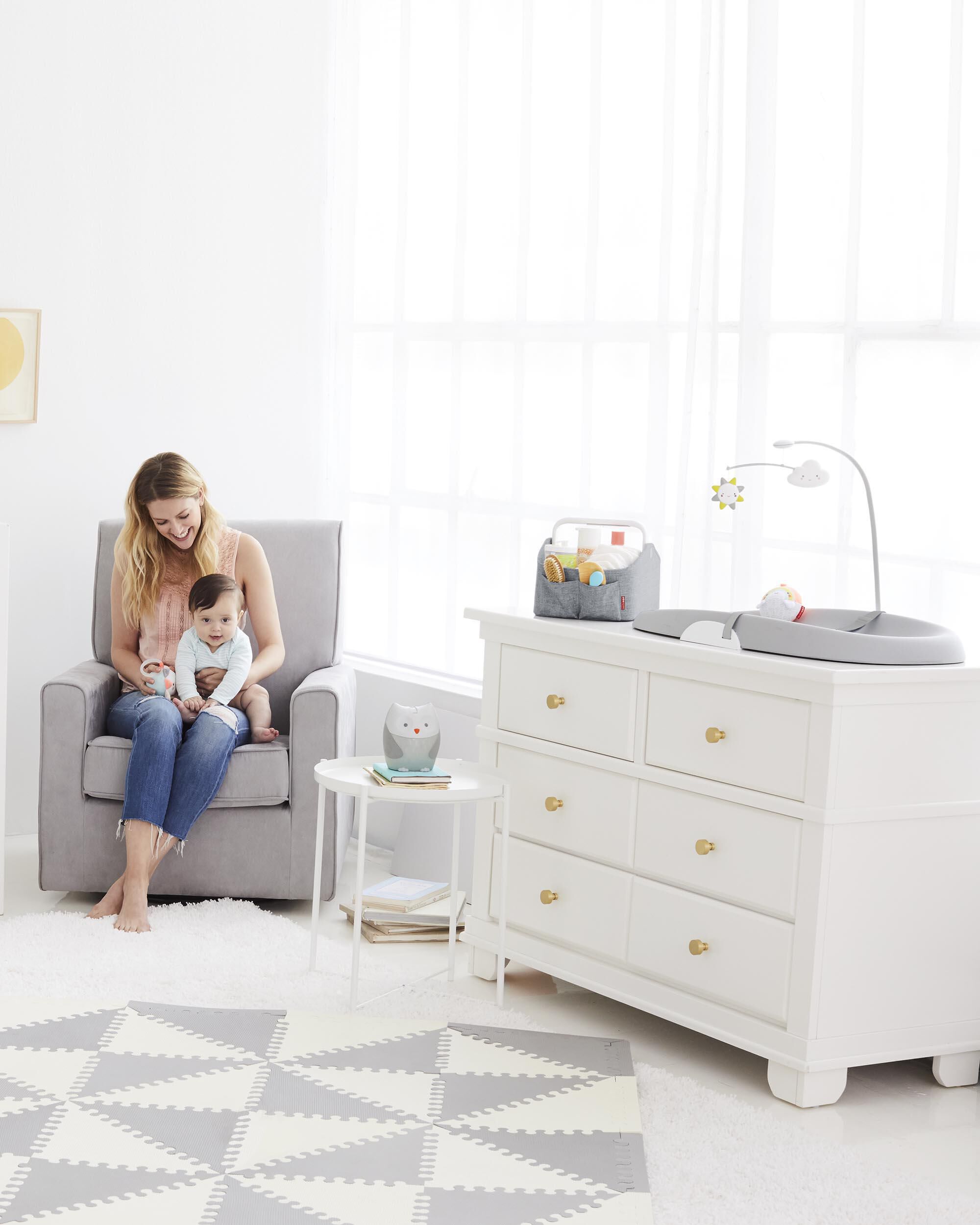 Nursery Style Light-Up Diaper Caddy - Heather Grey, image 8 of 9 slides