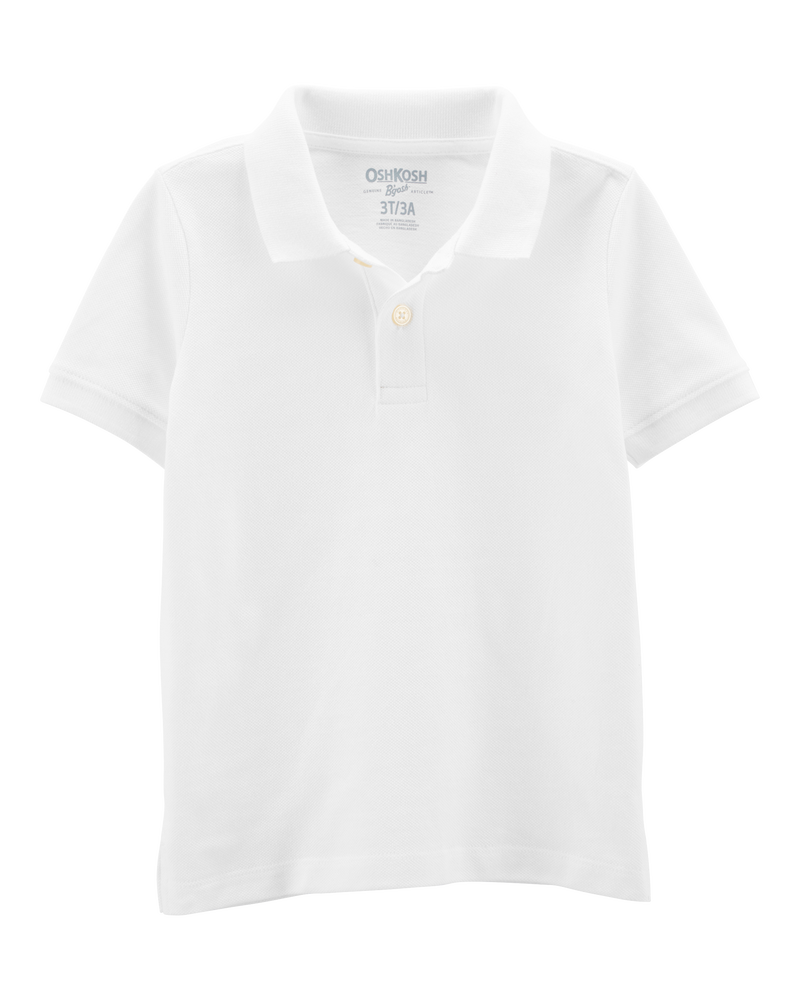 Toddler White Piqué Polo Shirt, image 1 of 2 slides