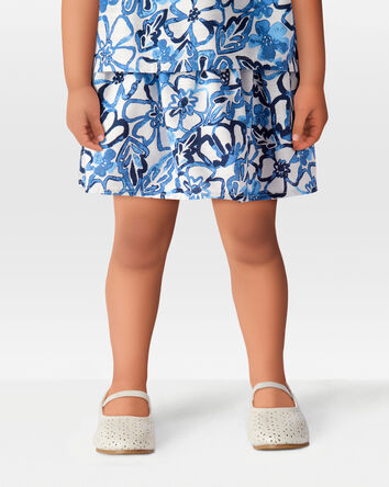 Toddler Floral Linen Look-Alike Pull-On Skort - Blue, 