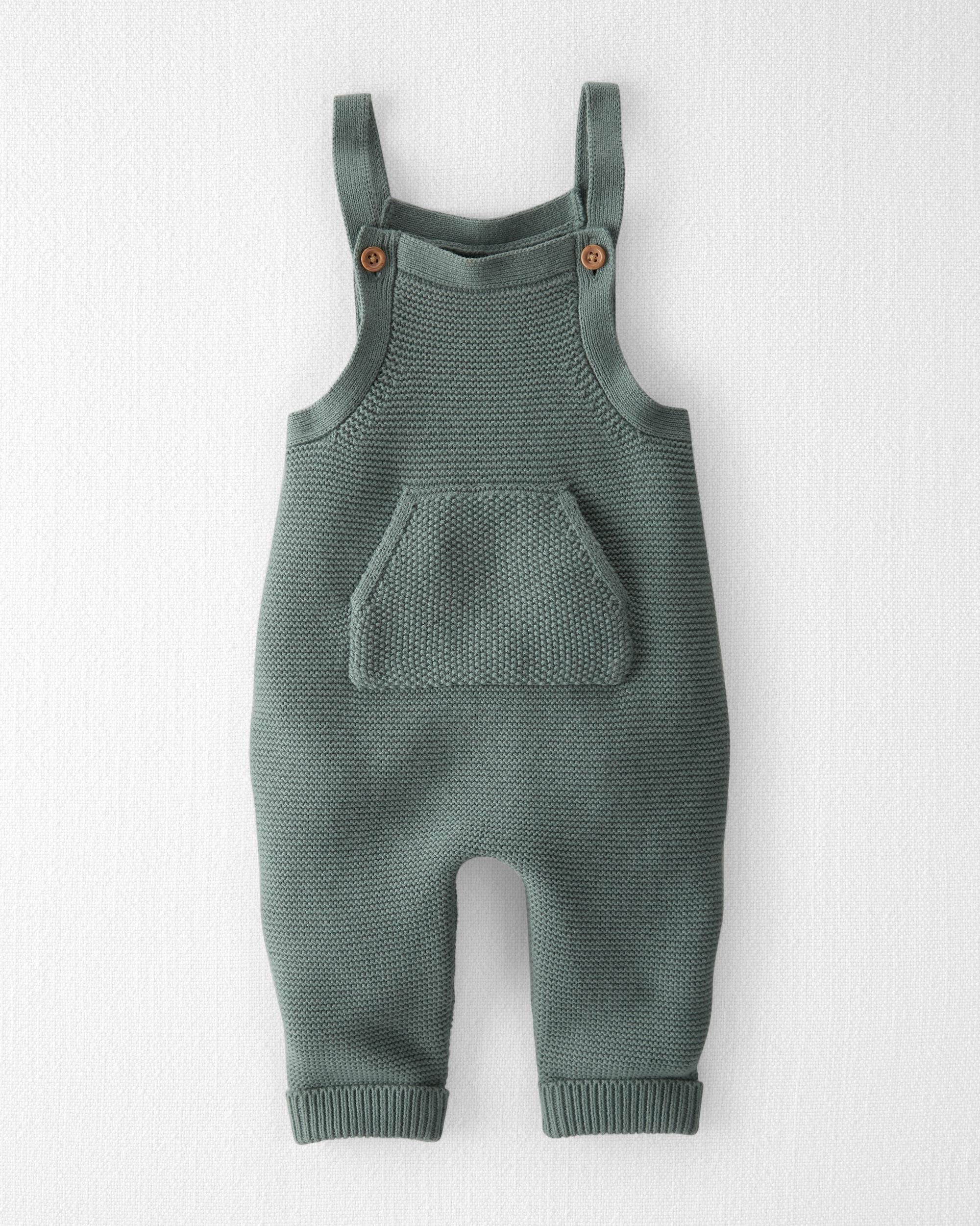 Baby Organic Sweater Knit Overalls in Green