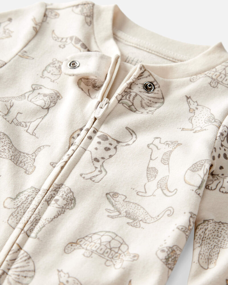 Baby Organic Cotton Animal-Print Sleep & Play Pajamas, image 2 of 4 slides