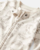 Baby Organic Cotton Animal-Print Sleep & Play Pajamas, image 2 of 4 slides
