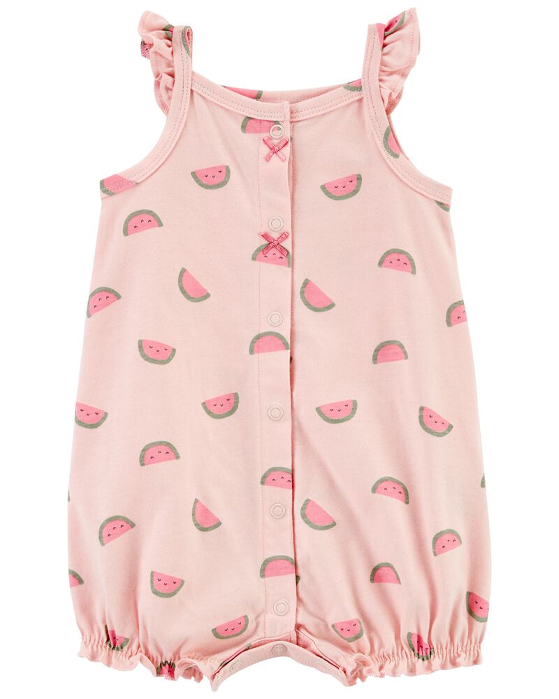 Baby 1-Piece Pink Watermelon Romper, image 1 of 4 slides