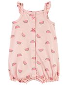 Baby 1-Piece Pink Watermelon Romper, image 1 of 4 slides
