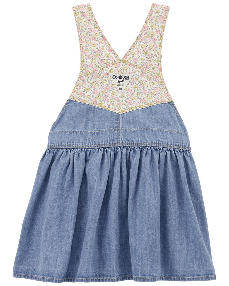 Toddler Floral & Denim Jumper Dress, image 2 of 4 slides