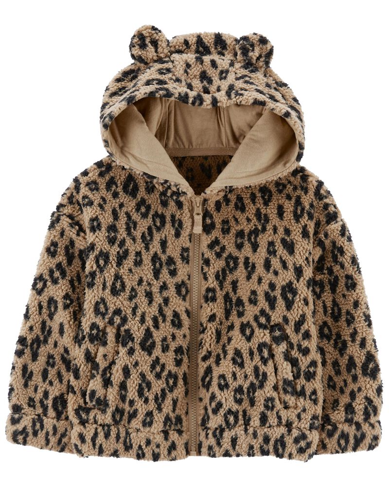 Leopard Sherpa Hoodie, image 1 of 3 slides