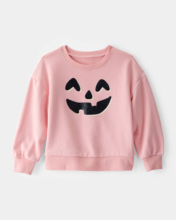 Toddler Halloween Pumpkin Crew Neck Sweatshirt - Pink, 