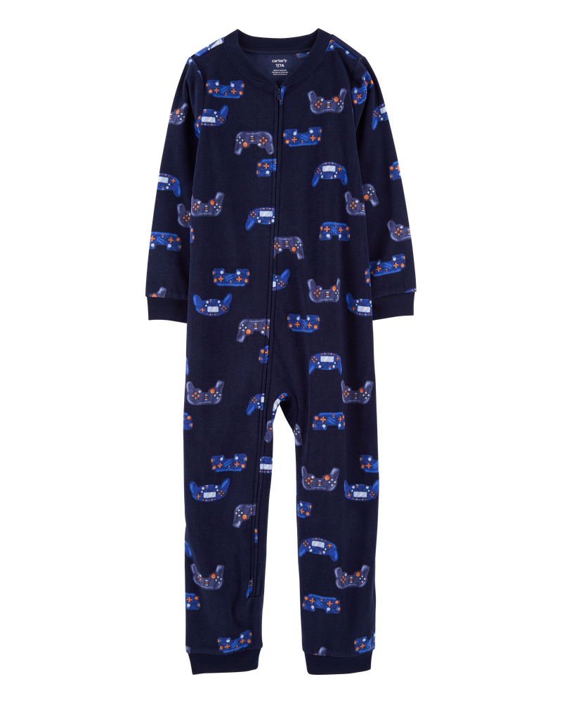 Kid 1-Piece Video Games Fleece Footless Pajamas, image 1 of 3 slides