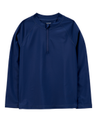 Boys Long Sleeve Half-Zip Rashguard - Navy, image 1 of 3 slides