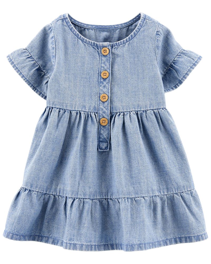 Baby Tiered Chambray Dress, image 1 of 5 slides