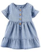 Baby Tiered Chambray Dress, image 1 of 5 slides