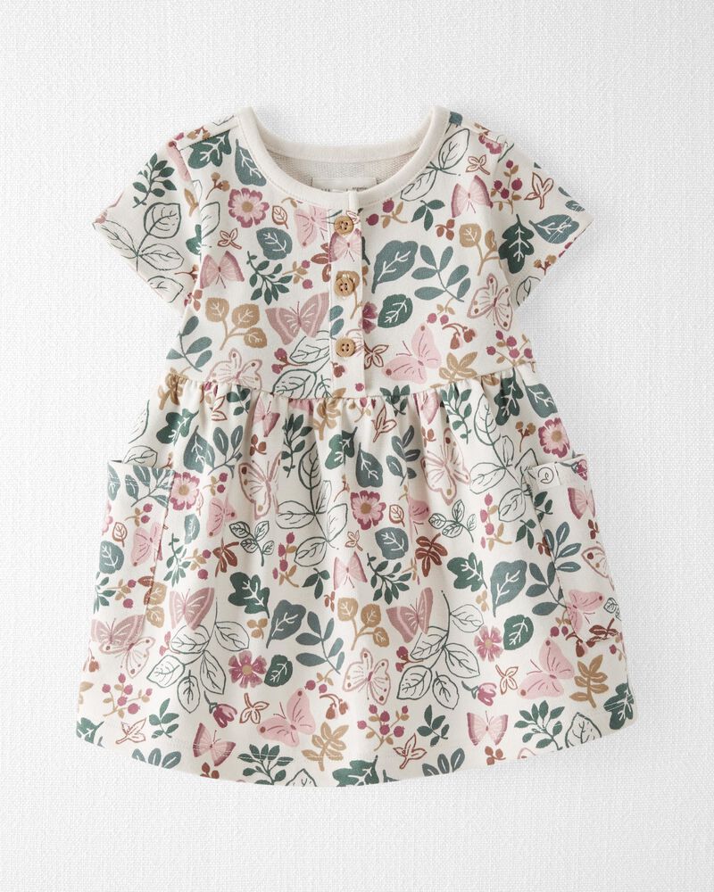 Baby Organic Cotton Butterfly-Print Pocket Dress, image 1 of 6 slides