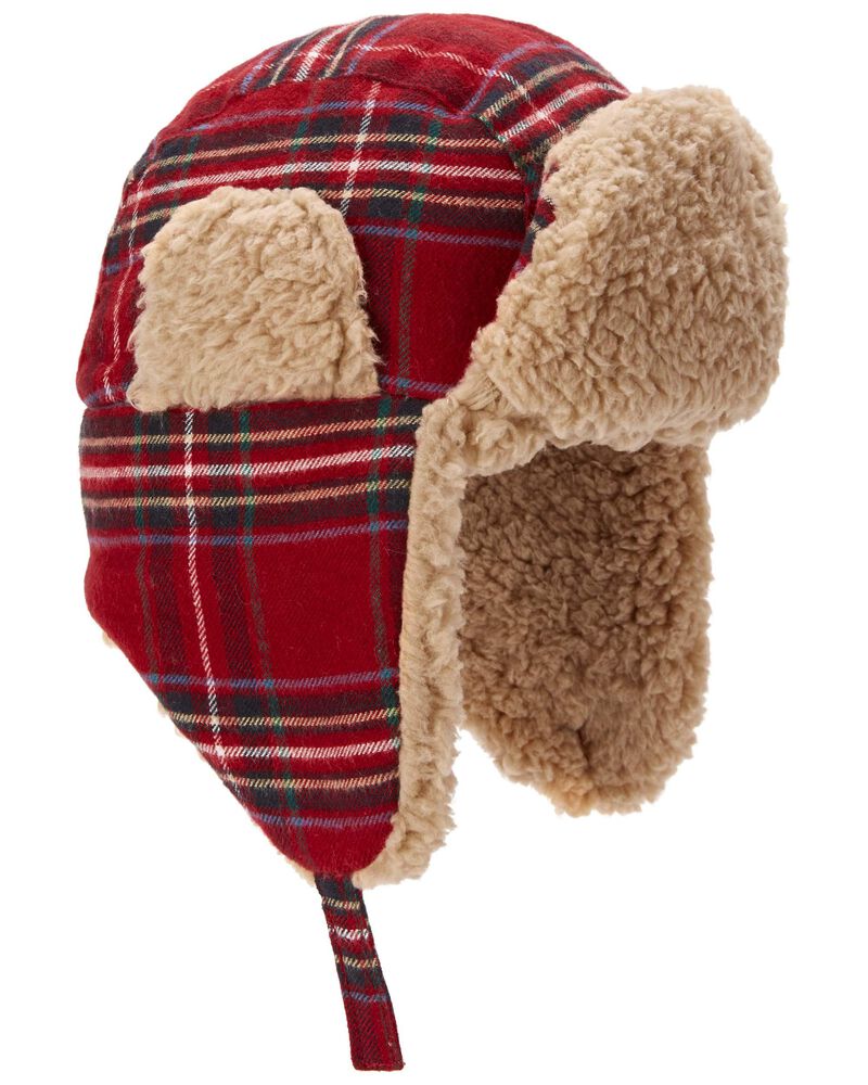 Kid Plaid Fuzzy Trapper Hat, image 1 of 2 slides