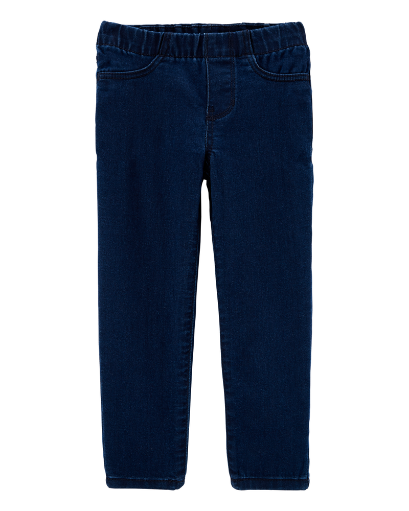Baby Dark Wash Elastic-Waist Jeggings, image 1 of 4 slides