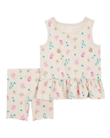 Baby 2-Piece Sea Creature Tank & Bike Short Set - Tan, 