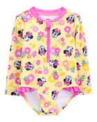 Baby Disney© Minnie Mouse 1-Piece Rashguard Swimsuit - Yellow/Pink, image 1 of 4 slides