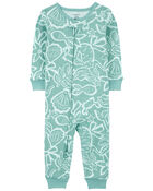 Baby 1-Piece Ocean Print 100% Snug Fit Cotton Footless Pajamas, image 1 of 2 slides