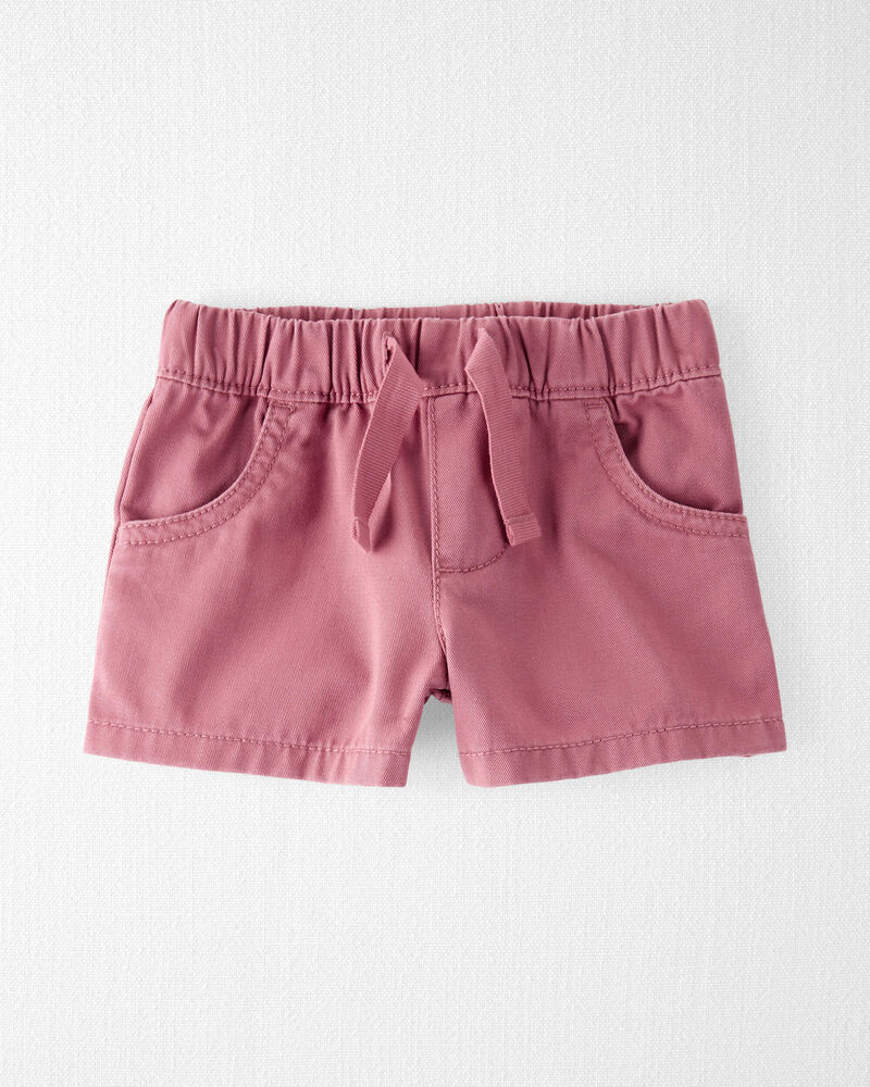 Baby Organic Cotton Drawstring Shorts in Dark Blush, image 1 of 4 slides