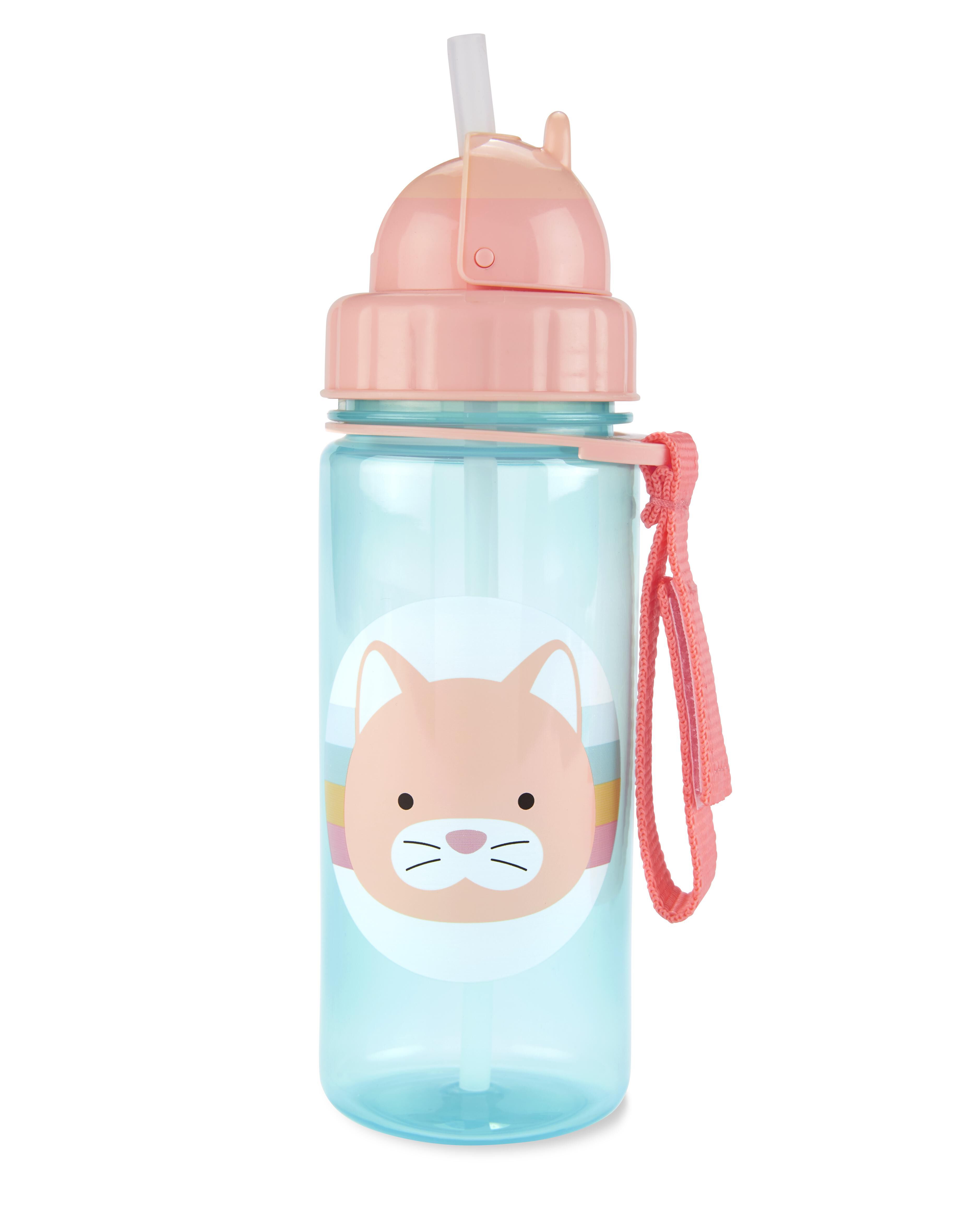 Zoo Straw Bottle - 13 Oz - Cat, image 2 of 2 slides