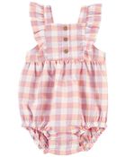 Baby 1-Piece Pink Plaid Romper, image 1 of 3 slides