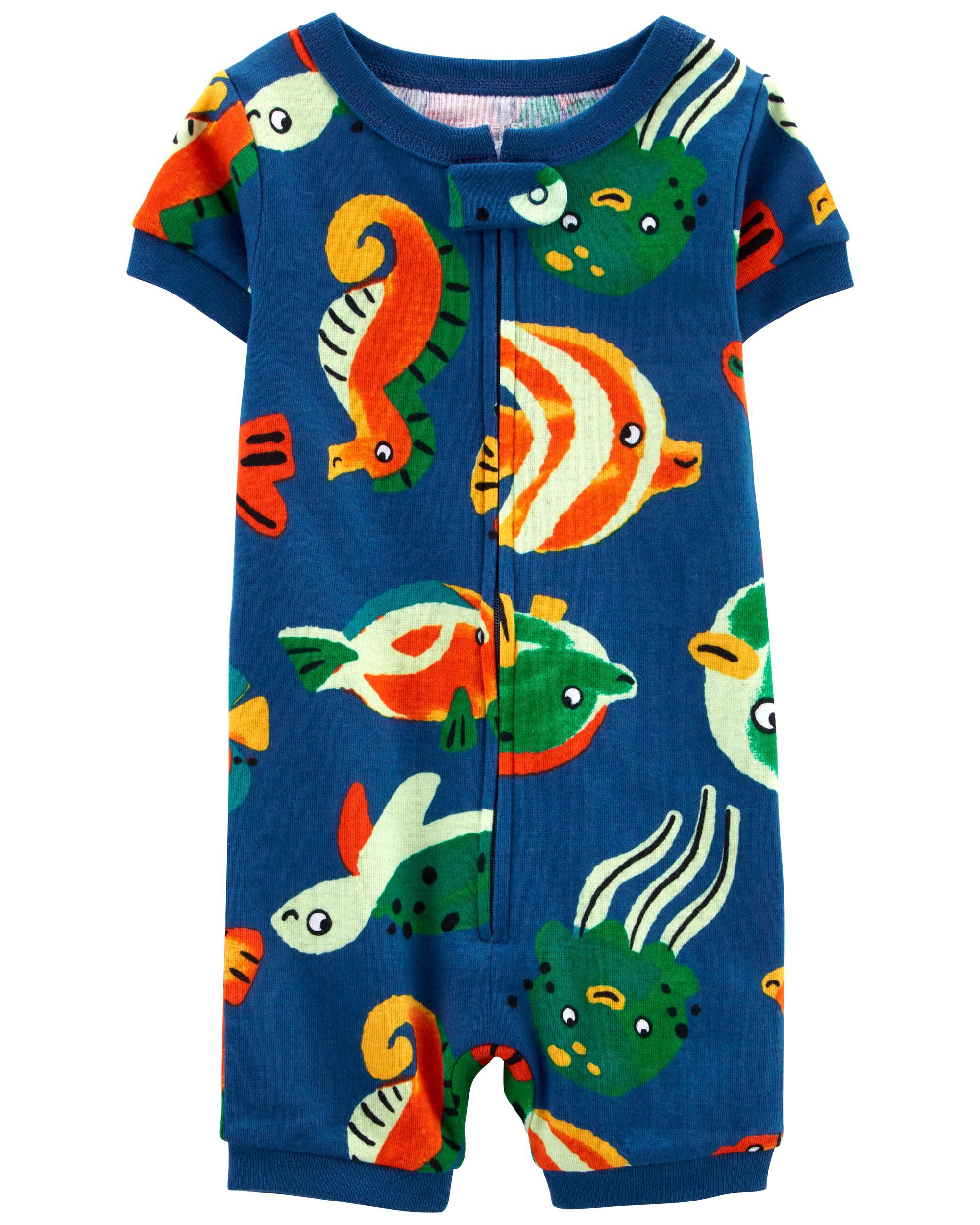 Baby 1 Piece Sea Creatures 100 Snug Fit Cotton Romper Pajamas