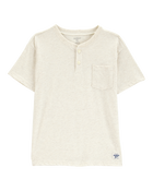Kid Pocket Henley Tee - Cream, image 1 of 3 slides