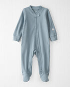 Baby Organic Cotton Sleep & Play Pajamas in Blue, image 1 of 5 slides