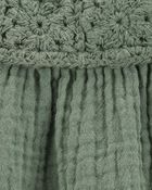 Baby Gauze Crotchet Knit Tank - Olive, image 3 of 4 slides