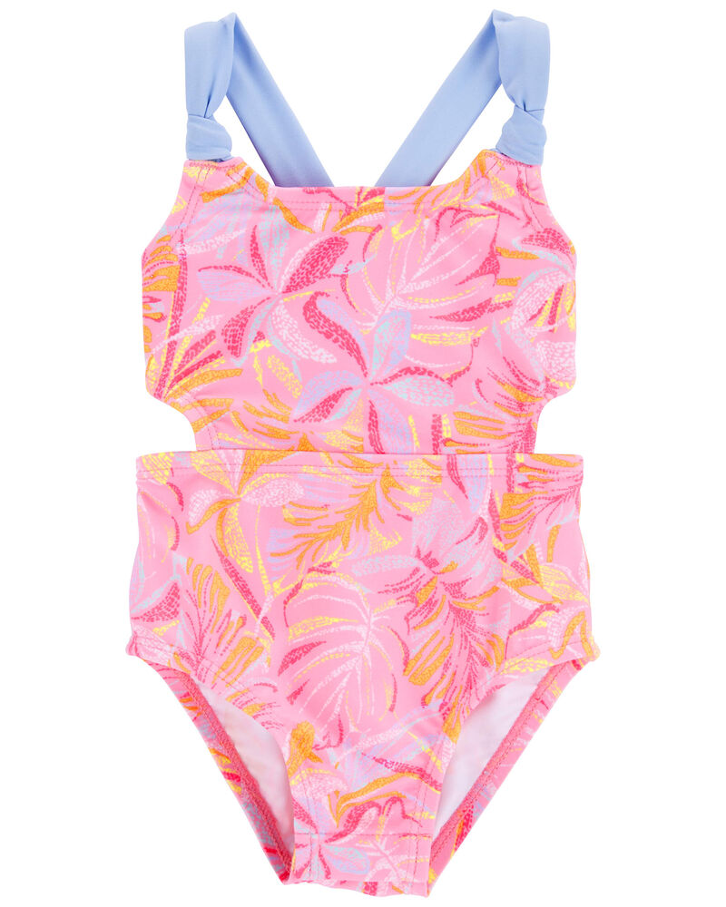 Baby Palm Print 1-Piece Cut-Out Swimsuit, image 1 of 4 slides
