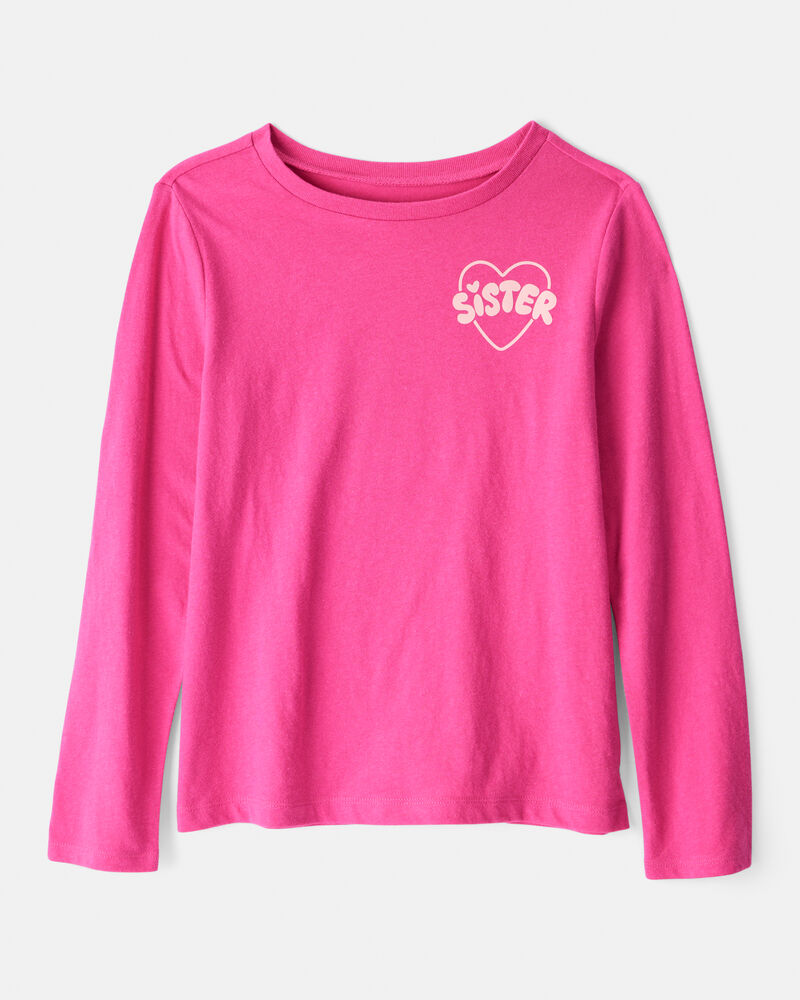 Girls Sisterhood Long-Sleeve Graphic Tee - Pink, image 1 of 5 slides