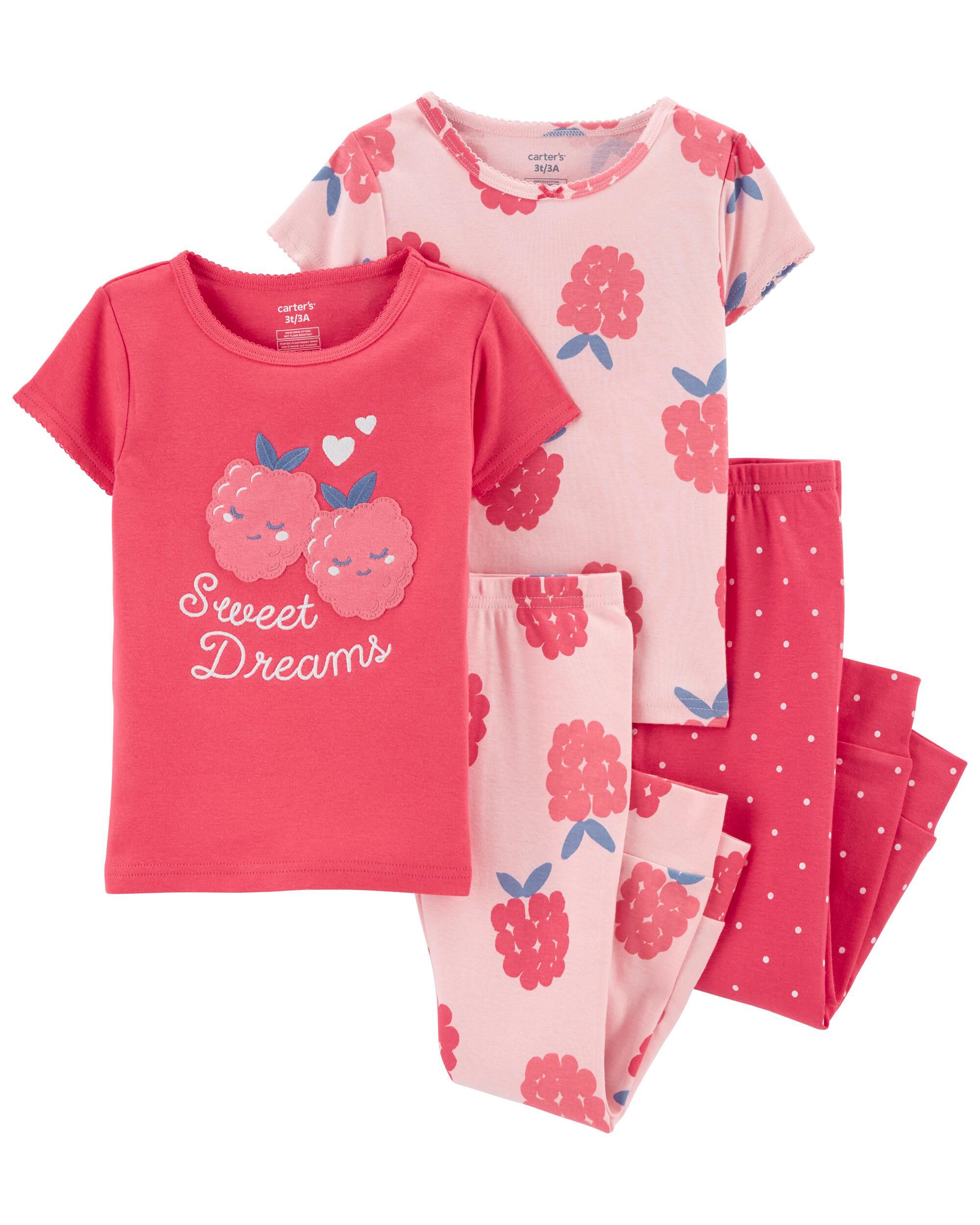 Pink Baby 4 Piece Raspberries 100 Snug Fit Cotton Pajamas