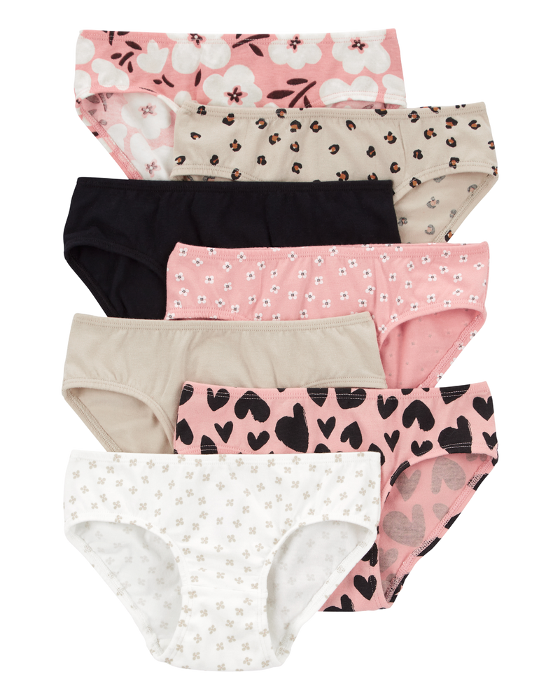 Kid 7-Pack Leopard Hipster Stretch Cotton Undies, image 1 of 3 slides