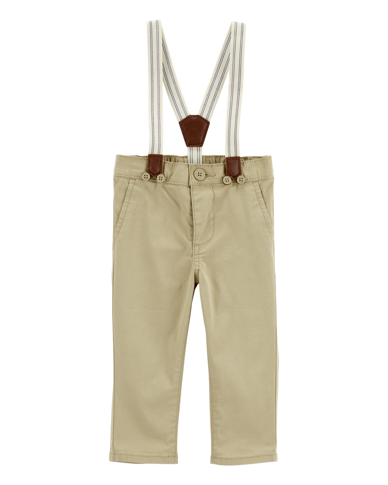Baby Twill Suspender Pants, image 1 of 3 slides