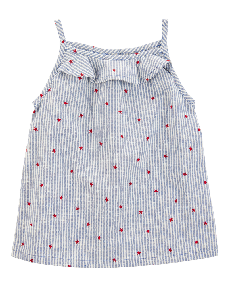 Toddler Striped Star Print Tank - Blue, image 1 of 4 slides